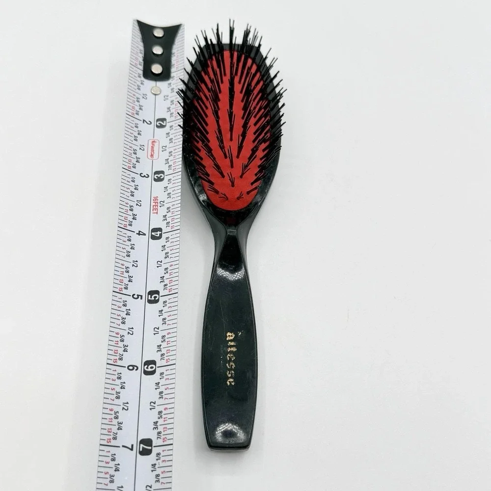 Vintage Altesse France Hair Brush Black Red Cushion Nylon Bristle 7